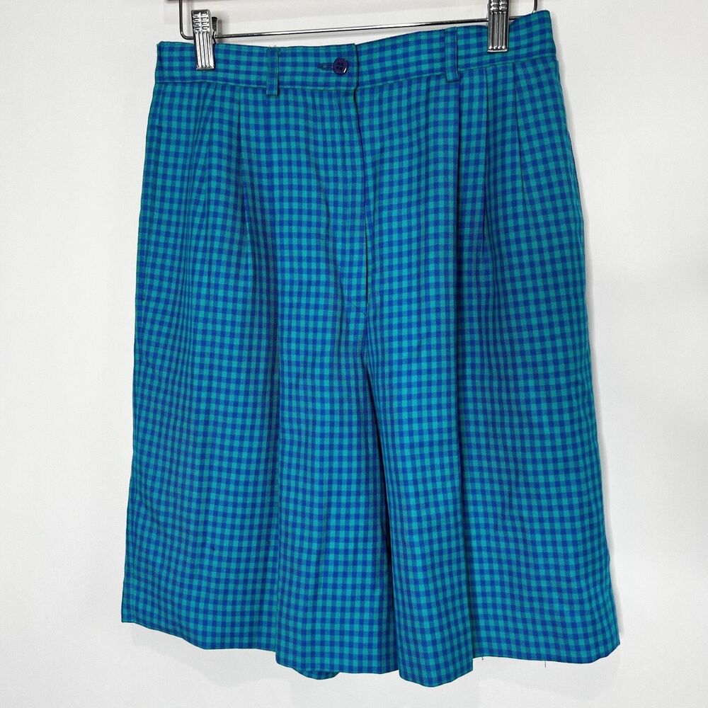 Vintage Sophisticates Pendleton Shorts Plaid Teal High Rise Women's Vintage 8